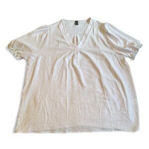 Rubzoof White V-Neck Short Sleeve Blouse Womens Size 2XL